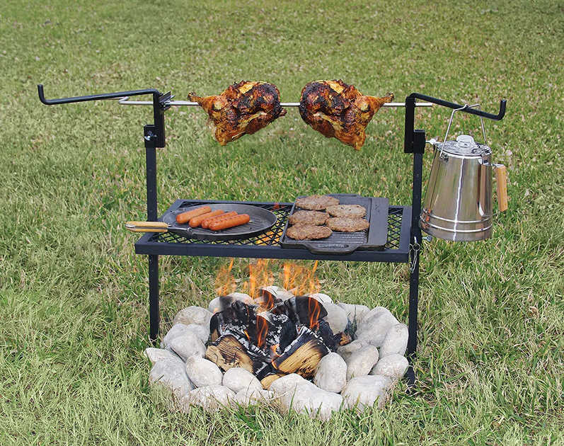 Texsport Heavy Duty Adjustable Outdoor Camping Rotisserie Grill and Spit