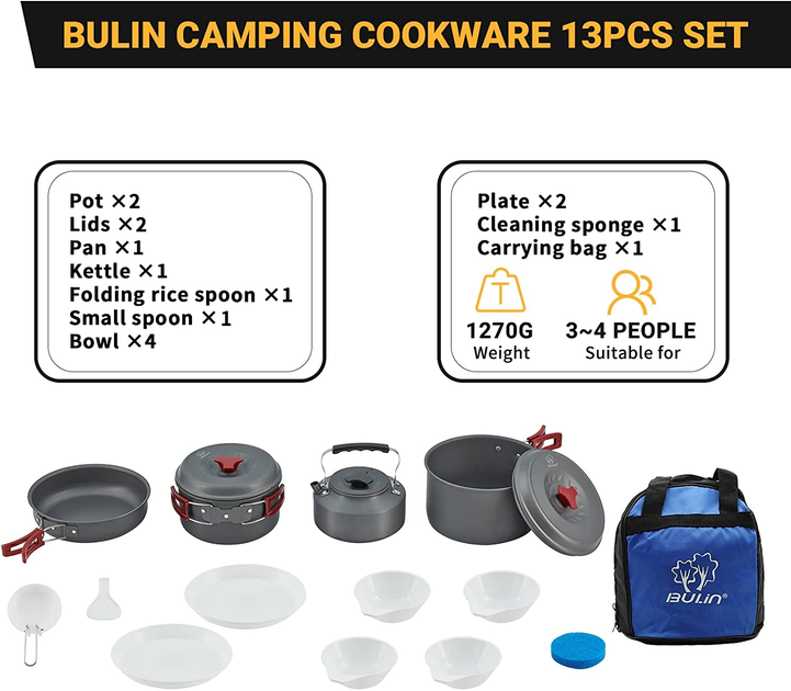 Extremus Camp Kitchen Cooking Utensil Set 13/27 Pcs Cookware Kit