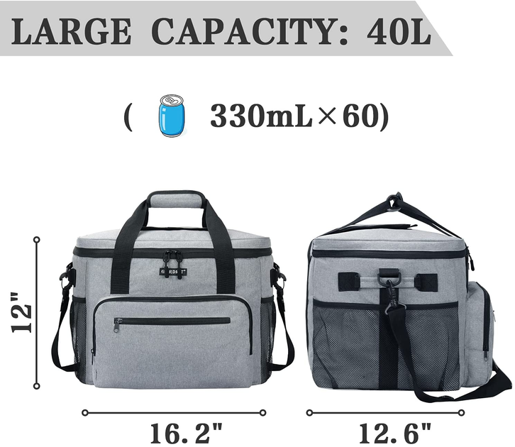 GARDRIT Large Cooler Bag - 60 Cans Collapsible Insulated Lunch Box, Le –  USA Camp Gear