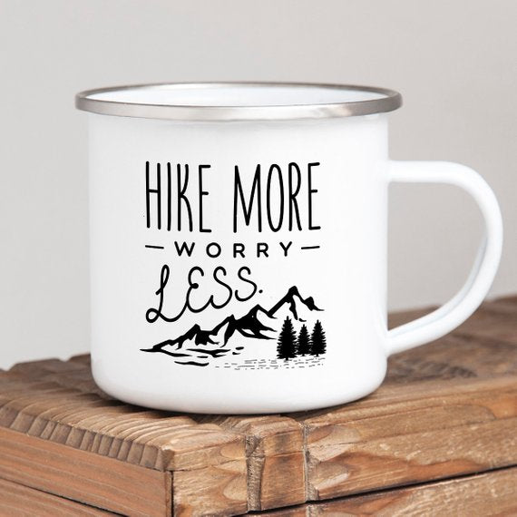 Hiking Gift for Hiker Enamel Mug Wanderlust