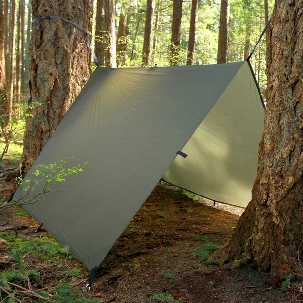 Aqua Quest Guide Tarp - 100% Waterproof Ultralight Ripstop Silnylon Backpacking Rain Fly - 10X7, 10X10, 13X10, 15X15, or 20X13 Ft Forester Green, Olive Drab or Stealth Gray