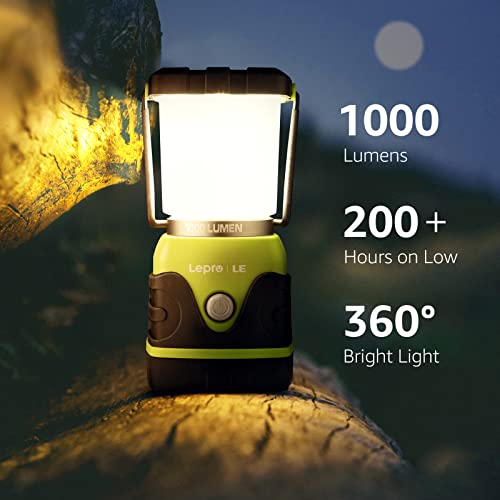 Lighting EVER 1000LM Battery Powered LED Camping Lantern, Waterproof Tent Light, Portable Lantern Flashlight for Hurricane Emergency