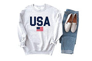 Up2ournecksinfabric USA Sweatshirt Fourth of July Red White and Blue America Top 4th of July Shirt Womens Clothing
