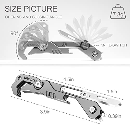 7 in 1 Multitool Camping Accessories, with Wrench, Folding Knife, Screwdriver, Bottle Opene, Ruler, Urgent Car Window Breaker and Seatbelt Cutter, EDC Pocket Multi Tool for Outdoor, Gifts for Men