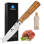 ZhengSheng 4.5" Folding Utility Knife 440A Stainless Steel Blade Natural Olive Handle Pocket Foldable Fruit knife peeling knife for Outdoor Camping Activities