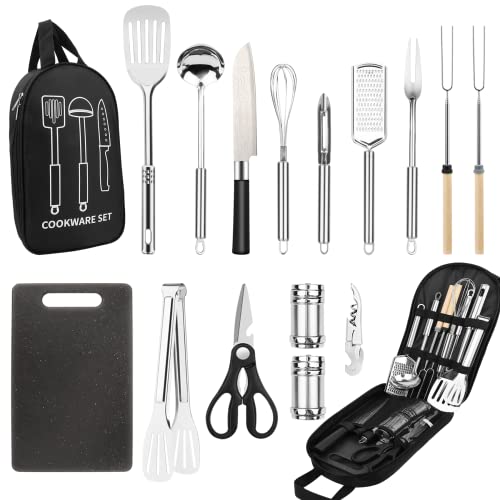 Camping Cooking Utensils Set, Stainless Steel Grill Tools, Camping