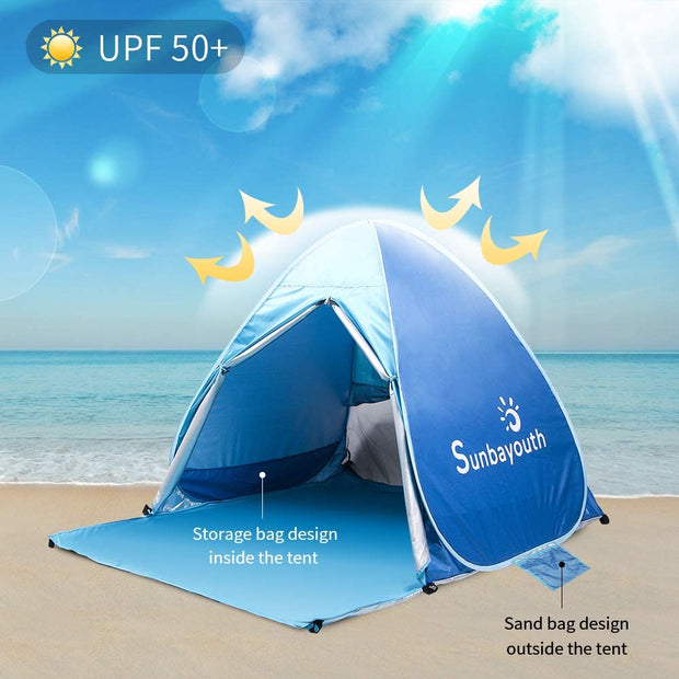 Beach Tent, Sunba Youth Beach Shade, anti UV Instant Portable Tent Sun Shelter, Pop up Baby Beach Tent, for 2-3 Person