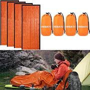 DIBBATU 4 Pack Emergency Sleeping Bag, Survival Thermal Bivy Sack Blanket, Waterproof Lightweight, Portable Nylon Sack for Camping Hiking Outdoor Adventure Activities (orange-004)