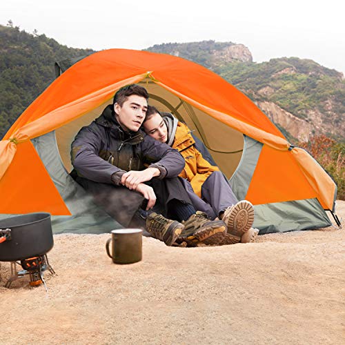 BISINNA 2 Person Camping Tent Lightweight Backpacking Tent Waterproof Windproof Two Doors Easy Setup Double Layer Outdoor Tents for Family Camping Hunting Hiking Mountaineering Travel