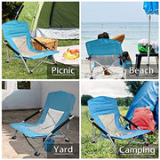 YDY+YQY Portable Beach Chair Folding Beach Chair with Low Profile, 2 Pack Ultralight Backpacking Folding Chair with Cup Holder & Carry Bag for Outdoor, Camping, BBQ, Beach, Travel, Picnic. (Blue)
