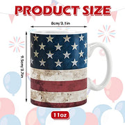 Whaline 2Pcs Patriotic Mugs 4th of July Ceramic Cups Vintage American Flag Stars Stripes Print Drinking Mugs Coffee Cups for Independence Day Home School Office Table Centerpieces Housewarming Gift