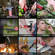 RoverTac Camping Hatchet Multitool Axe Survival Gear Gifts for Men Dad Him 14-in-1 Axe Hammer Knife Saw Bottle Opener Fire Starter Whistle Perfect for Camping Survival Hiking Fishing