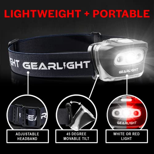 GearLight LED Head Lamp - Father's Day Gifts for Dad - Pack of 2 Outdoor Camping Headlamps w/Adjustable Headband for Adults and Kids - Hiking & Camping Gifts for Men, Husband, Dad - S500