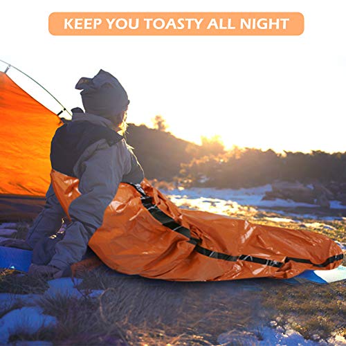 DIBBATU 4 Pack Emergency Sleeping Bag, Survival Thermal Bivy Sack Blanket, Waterproof Lightweight, Portable Nylon Sack for Camping Hiking Outdoor Adventure Activities (orange-004)