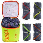 Monster 4 Pack Microfiber Camping Towel Quick Dry,Super Absorbent Travel Towel Portable Microfiber Swim Towel with Waterproof Towel Bag, Lightweight Boat Towel for RV Sport Gym Beach Pool Family Trip