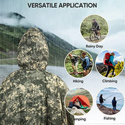 PTEROMY Hooded Rain Poncho for Adult with Pocket, Waterproof Lightweight Unisex Raincoat for Hiking Camping Emergency (Green Digi Camo)