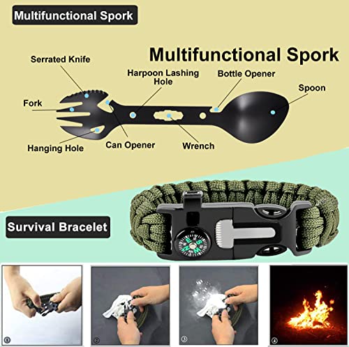 Gifts for Men Dad Husband, Survival Kits 27 in 1 Camping Accessories  Tactical Gear Fishing Equipment for Camping Hiking Hunting Outdoor  Adventure