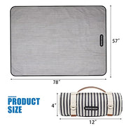 G GOOD GAIN Waterproof Picnic Blanket Portable with Carry Strap for Beach Mat or Family Outdoor Camping Party (A Stripe)
