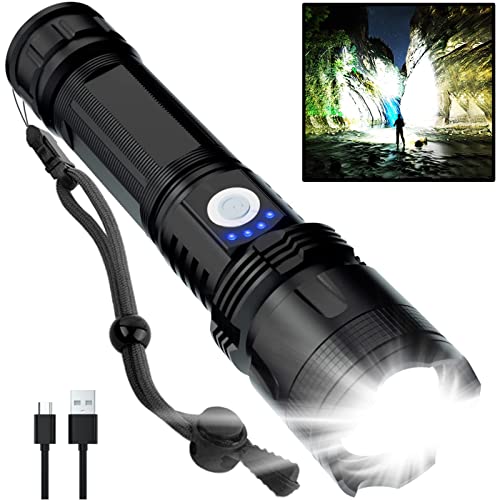 Rechargeable Flashlights High Lumens, 200000 Lumens Super Bright LED  Flashlight with ATTERY, High Powered Flashlight with 3 Modes/Waterproof -  Powerful Handheld Flashlights for Camping Emergencies 