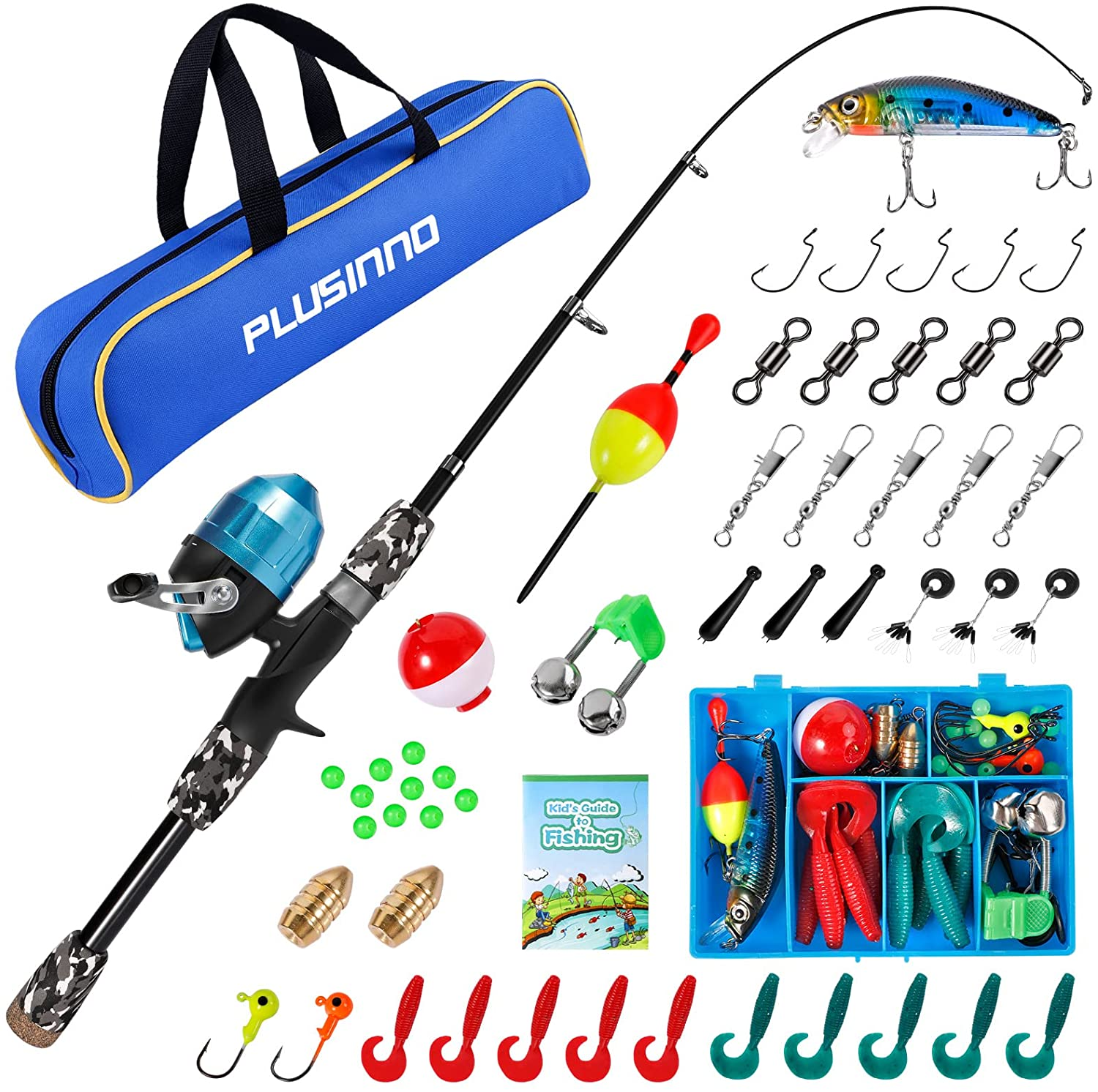 PLUSINNO Kids Fishing Pole with Spincast Reel Telescopic Fishing Rod C –  USA Camp Gear