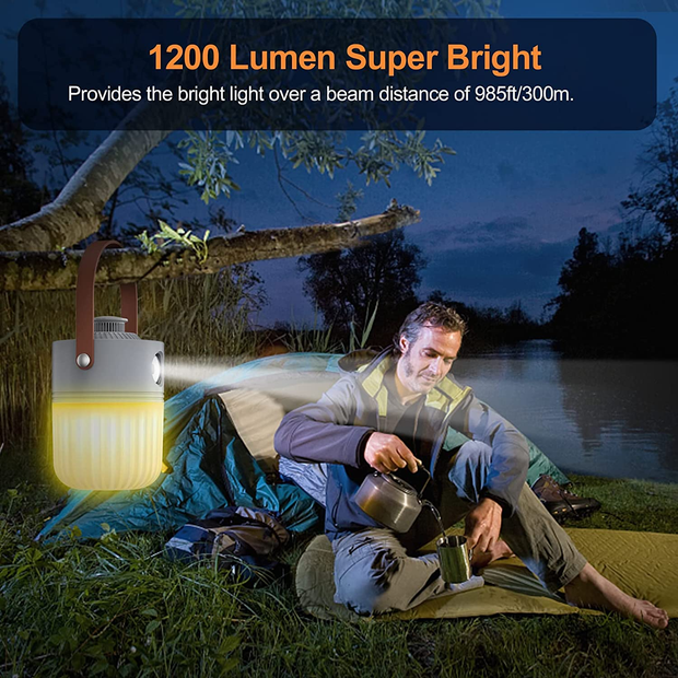 Unique U Camping Lantern Rechargeable, 6 Color LED Camping Light, Waterproof Portable Tent Lantern Light, 1200LM Lantern Flashlight for Hurricane, Emergency, Hiking, Fishing, Nighting