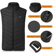 Quanzc Heated Vest USB Charging Lightweight Winter Warm Waistcoat for Walking Camping Ice Fishing Snowboarding Skiing