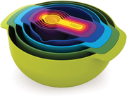 Joseph Joseph Nest 9 Nesting Bowls Set with Mixing Bowls Measuring Cups Sieve Colander, 9-Piece, Multicolored