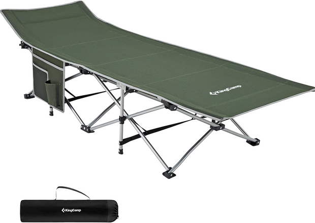 Kingcamp Camping Cots for Adults Most Comfortable Sturdy Portable Quick Folding Camping Bed Heavy Duty Support 300 Lbs Cots for Camping Large Outdoor Cot for Family Camping Travel Naps