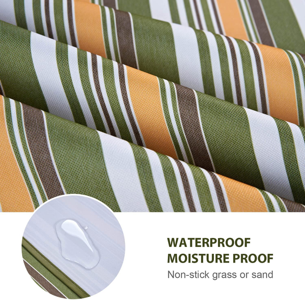 DEETIK Large Picnic Blanket for Indoor and Outdoor,79" X 77" Sandproof Waterproof Windproof Material, Mat for Beach, Travel, Camping, Hiking, Machine Washable, Foldable, - Green Stripes Themed