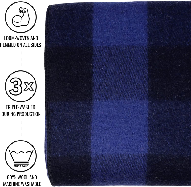 Arcturus Buffalo Plaid Wool Blankets - 4.5Lbs Warm, Heavy, Washable, Large | Great for Camping, Outdoors, Sporting Events, or Survival & Emergency Kits