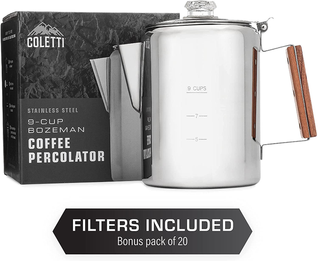 COLETTI Bozeman Camping Coffee Pot – Coffee Percolator – Percolator Co –  USA Camp Gear