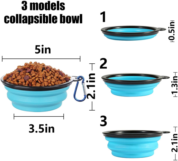 SLSON Collapsible Dog Bowls with Cover Lids,2 Pack Dog Travel Bowls Portable Foldable Cat Water Dish Bowl for Pets Walking Parking Camping,Light Blue and Green