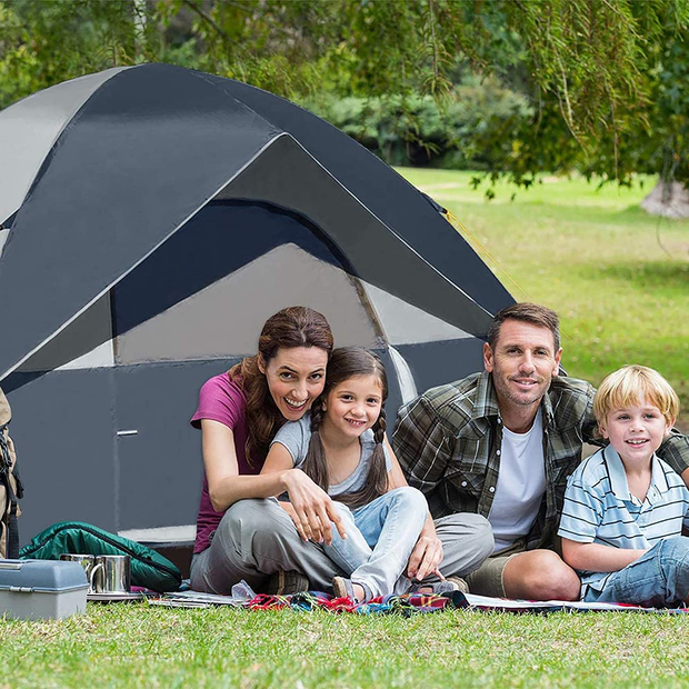 Pacific Pass Camping Tent 6 Person Family Dome Tent with Removable Rain Fly, Easy Setup for Camp Backpacking Hiking Outdoor , Navy Blue, 118.1X118.1X74.8 Inches