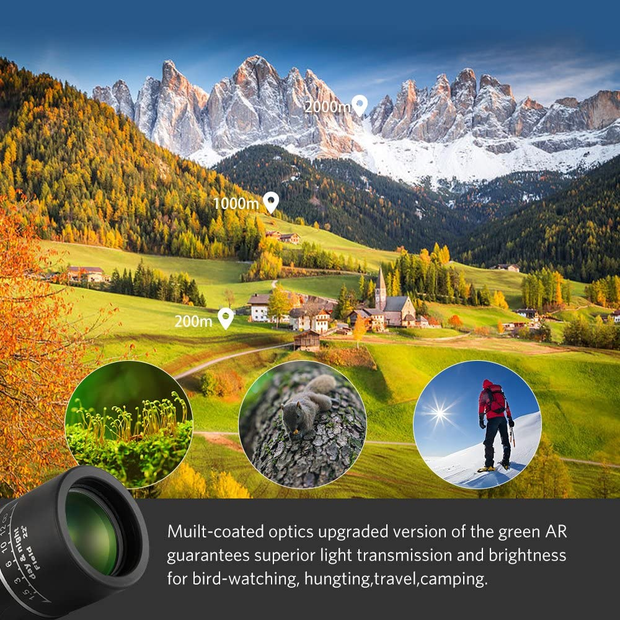 16X52 Monocular Dual Focus Optics Zoom Telescope for Birds Watching / Wildlife / Hunting / Camping / Hiking / Tourism / Armoring / Living Concert 66M/8000M