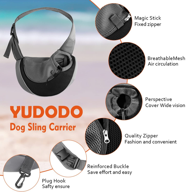 YUDODO Pet Dog Sling Carrier Breathable Mesh Travel Safe Sling Bag