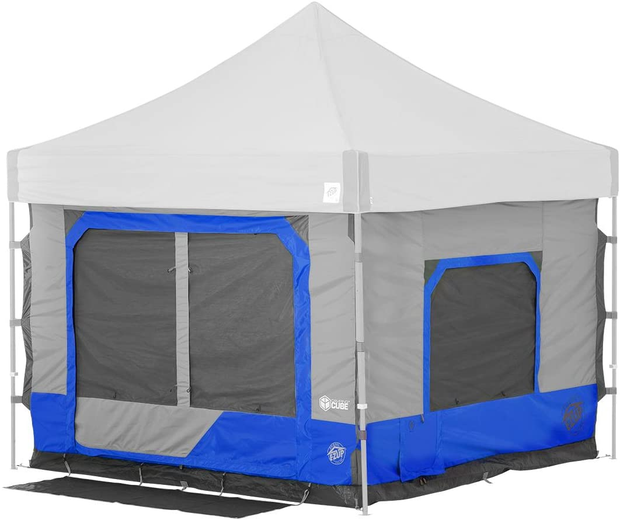 E-Z up Camping Cube 6.4, Converts 10' Straight Leg Canopy into Camping Tent, Royal Blue