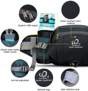 WATERFLY Fanny Pack with Water Bottle Holder Hiking Waist Packs for Walking Running Lumbar Pack Fit for Iphone Ipod Samsung Phones (Bottle Not Included)