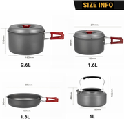 Bulin 27/13/11/8/3 PCS Camping Cookware Mess Kit Nonstick Lightweight Backpacking Cooking Set Outdoor Cook Gear for Family Hiking, Picnic(Kettle, Pot, Frying Pan, Bowls, Plates, Spoon)