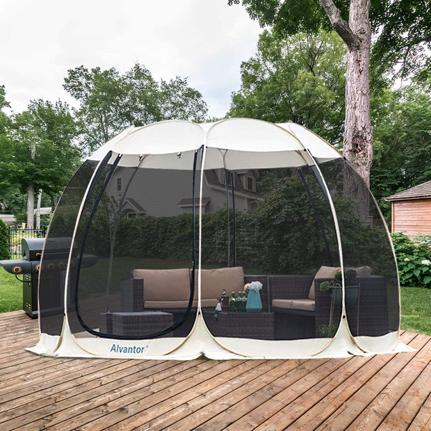Alvantor Screen House Room Outdoor Camping Tent Canopy Gazebos 4-15 Person for Patios, Instant Pop up Tent, Not Waterproof