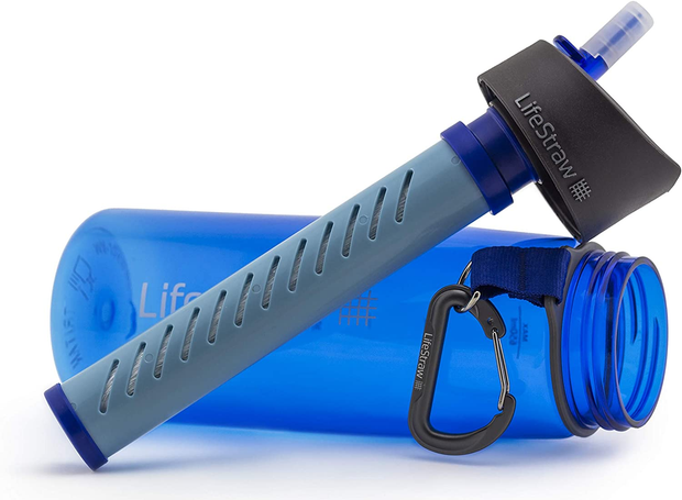LifeStraw Go 1L Water Filter Bottle for Hiking, Travel, School and  Emergency Prep, Clear 