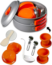 Gear4U Camping Cookware Kits - Bpa-Free Non-Stick Anodized Aluminum Mess Kits - Complete Lightweight Mini Folding Pot Kits with Utensils for Camping Hiking Backpacking and Survival Cooking