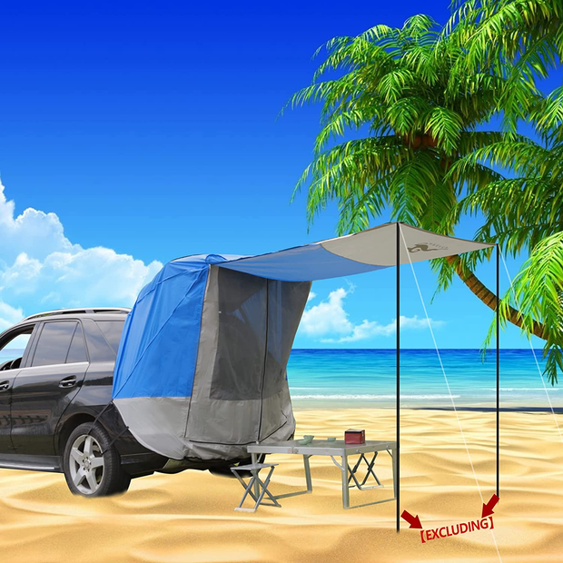 Car Awning SUV Shade Tent, with Portable Waterproof Storage Bag, Tear-Resistant, Large Space, Good Vision, Smooth Ventilation, Suitable for Outdoor Beach Camping Auto Canopy