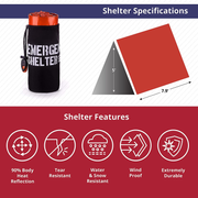 Emergency Shelter Emergency Tube Tent Survival Tarp - Rescue Gear - Emergency Kit - Reflective Mylar Survival Tent – Includes Whistle, Compass and Survival Hook Hiking Supplies Kit Camping Essentials