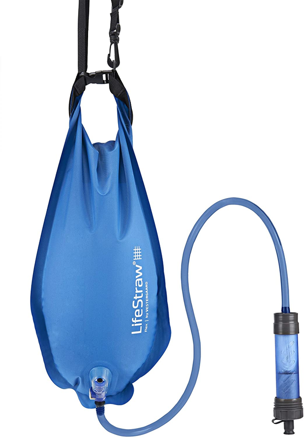 Lifestraw Flex Advanced Water Filter with Gravity Bag - Removes Lead, Bacteria, Parasites and Chemicals Blue, 1 Gal