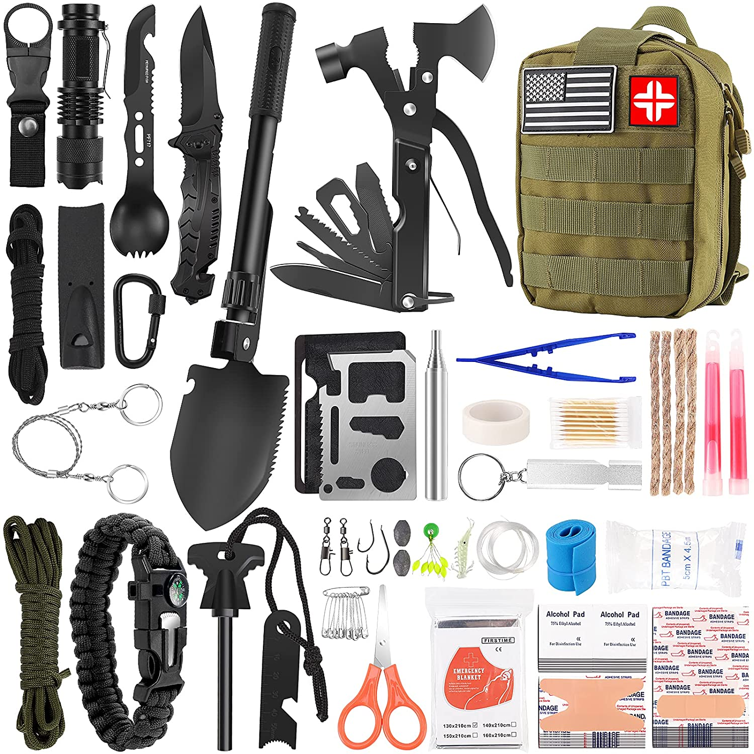 Skywod,Survival Gear Professional Kit and Large Camping Backpack,First Aid  Kit for Adventure Outdoor Hiking Accessories