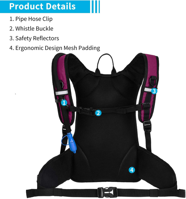 MIRACOL Hydration Backpack with 2L Water Bladder, Insulated Water Backpack Perfect Pack for Running, Hiking, Cycling, Camping