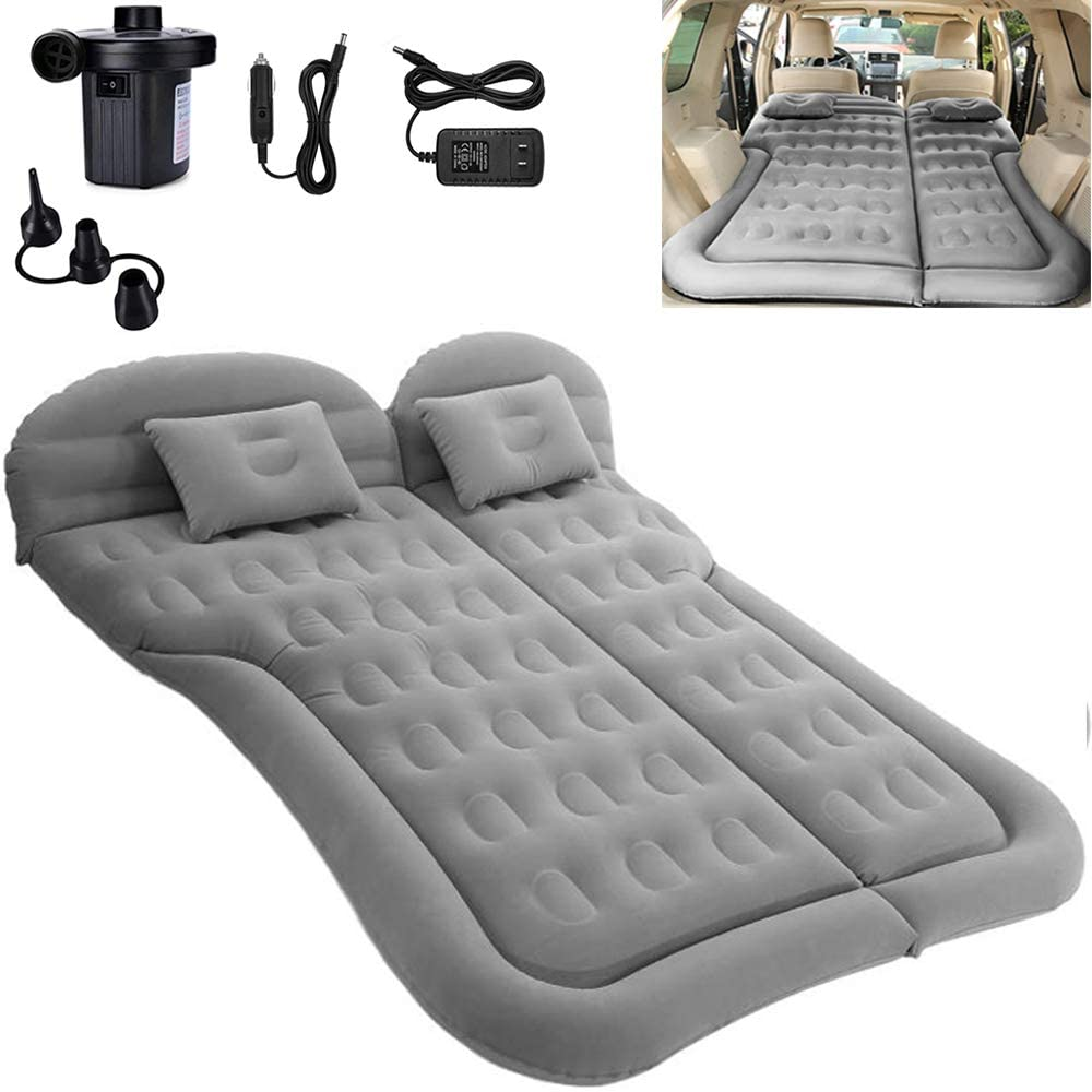 SUV/Car Air Mattress Travel Bed selling Flocking Inflatable Car Bed for Camping Black