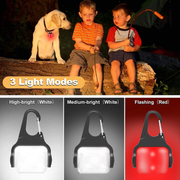 Dog Lights for Night Walking, Clip on USB Rechargeable Dog Collar Light, 3 Light Modes Dog Light, IP65 Waterproof Dog Night Light, LED Safety Light for Running, Camping, Climbing, Bike, 2 Pack