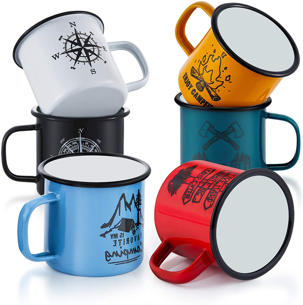 Lyellfe Set of 6 Ceramic Coffee Mugs, 15 Oz Campfire Camping Mugs, Speckled  Camper Mug for Tea, Coff…See more Lyellfe Set of 6 Ceramic Coffee Mugs, 15