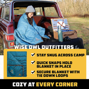 Wise Owl Outfitters Camping Blankets for Cold Weather - Puffy, Packable, Compact, Warm & Insulated Camping Quilt - Outdoor Blanket for Stadium, Backpacking, Camping, Travel, and Hiking